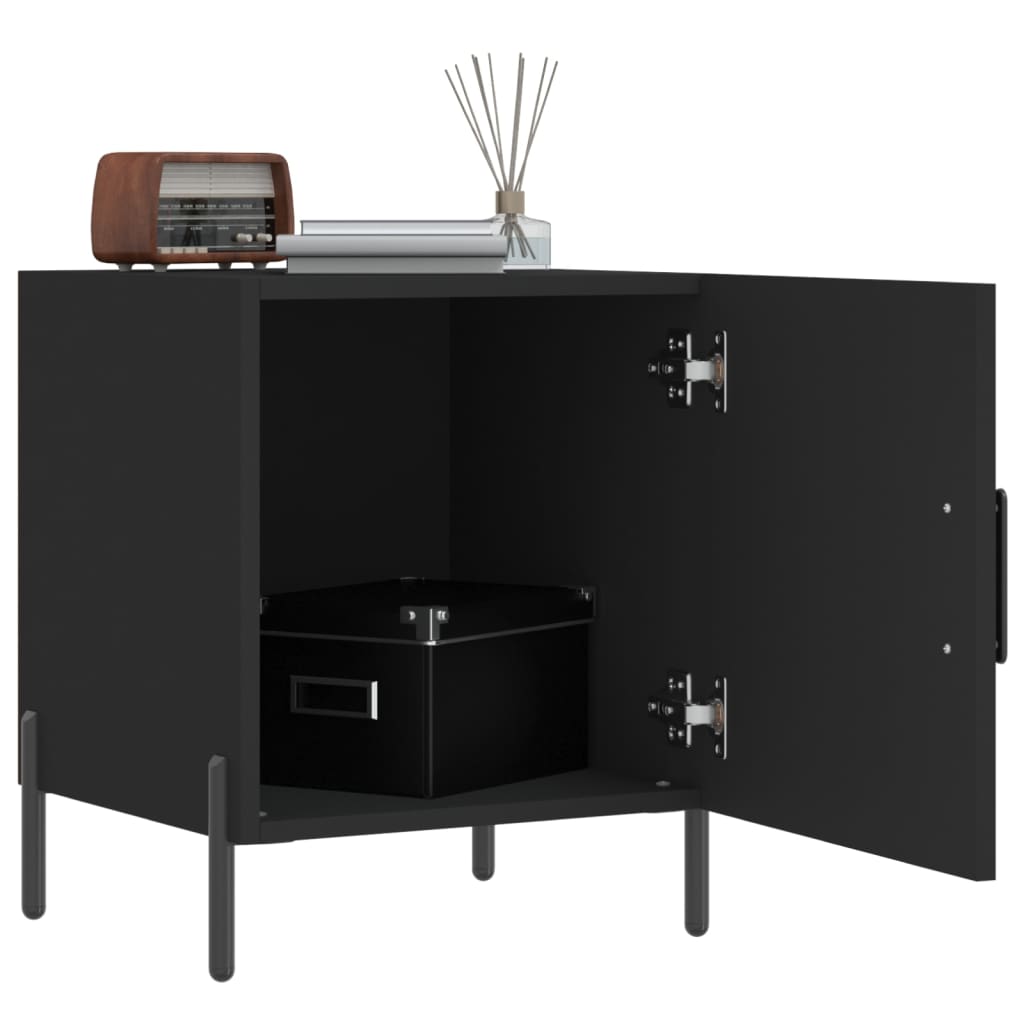 vidaXL Bedside Cabinets 2 pcs Black 40x40x50 cm Engineered Wood 3