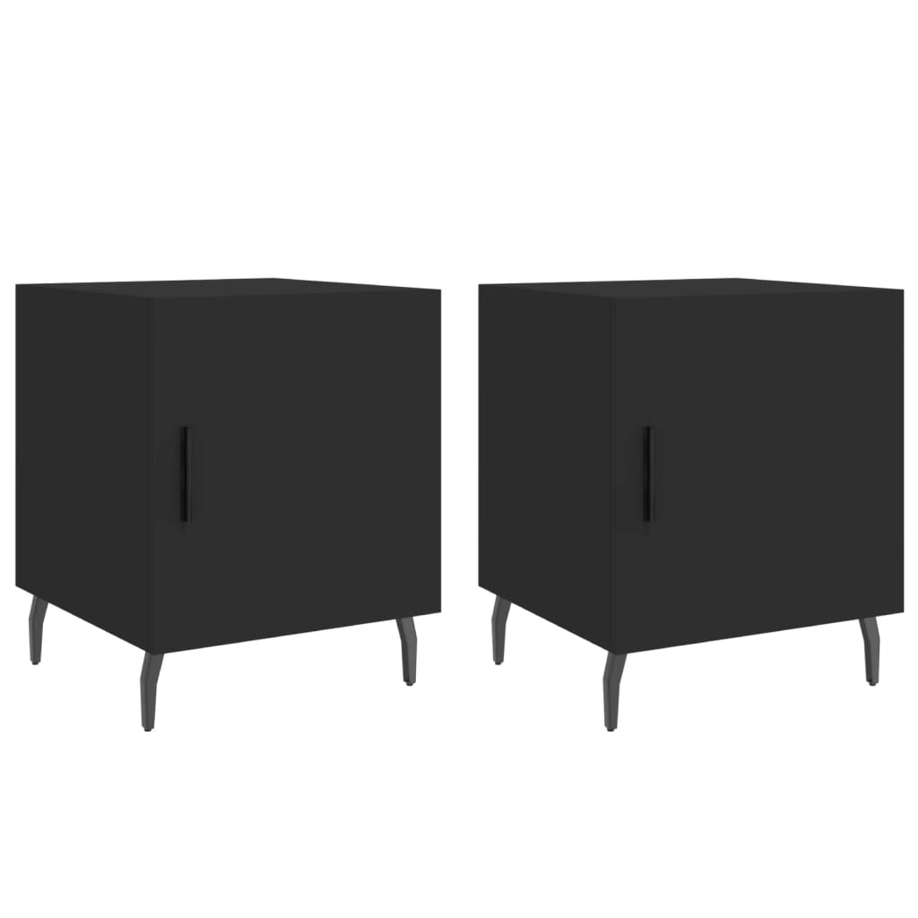 vidaXL Bedside Cabinets 2 pcs Black 40x40x50 cm Engineered Wood 2