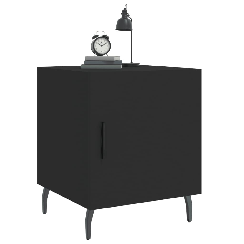 vidaXL Bedside Cabinets 2 pcs Black 40x40x50 cm Engineered Wood 4