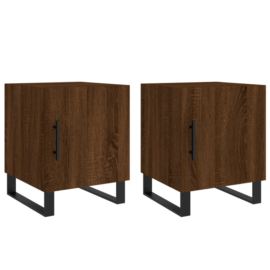 vidaXL Bedside Cabinets 2 pcs Brown Oak 40x40x50 cm Engineered Wood 2