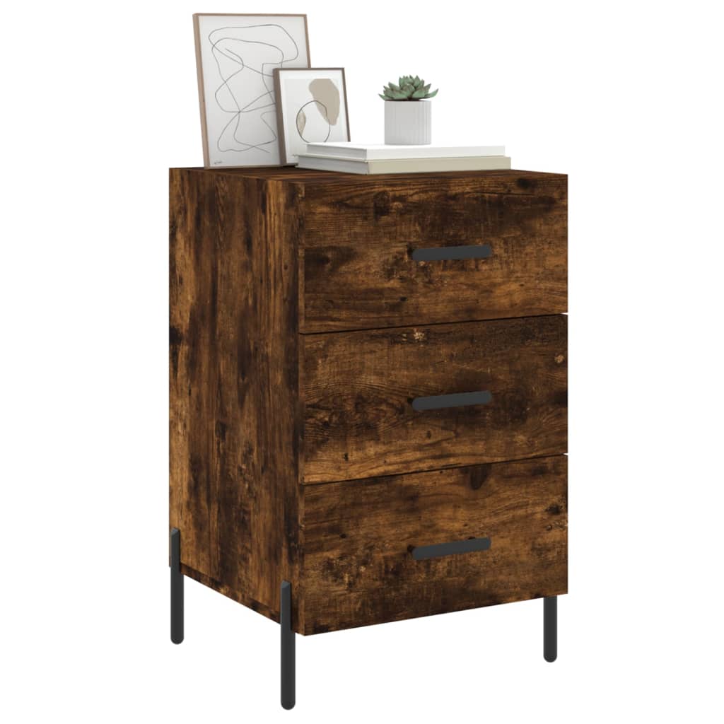 vidaXL Bedside Cabinet Smoked Oak 40x40x66 cm Engineered Wood 3