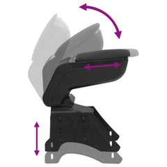 vidaXL Car Armrest Universal Black 14x30x(32-48.5) cm ABS 6