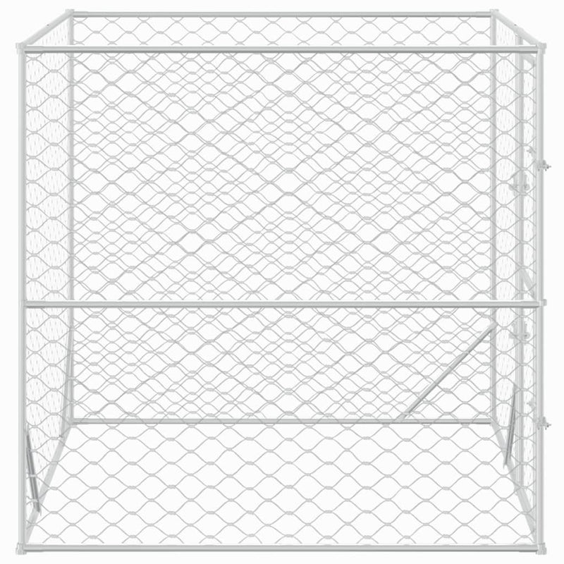 Outdoor Dog Kennel Silver 2x2x2 m Galvanised Steel