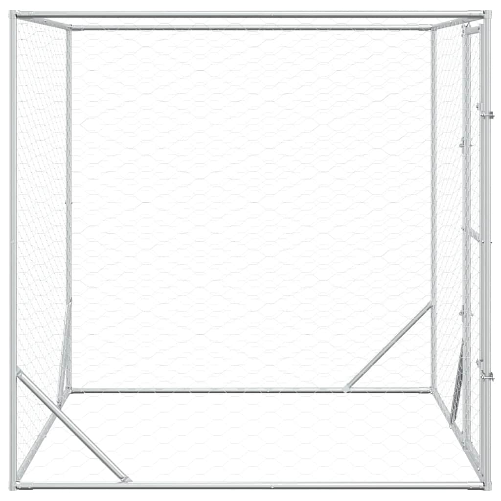 Outdoor Dog Kennel Silver Galvanised Steel 2 m 2 m