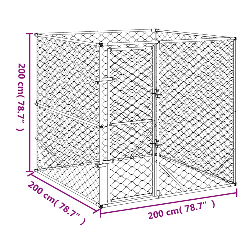 Outdoor Dog Kennel Silver 2x2x2 m Galvanised Steel