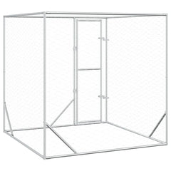 Outdoor Dog Kennel Silver Galvanised Steel 2 m 2 m