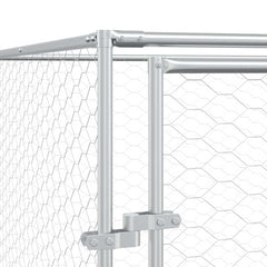 Outdoor Dog Kennel Silver Galvanised Steel 2 m 2 m