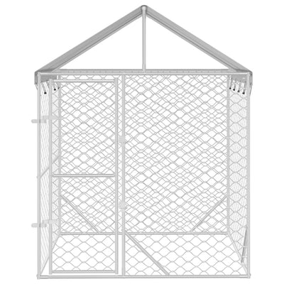 Outdoor Dog Kennel with Roof Silver 2x2x2.5 m Galvanised Steel