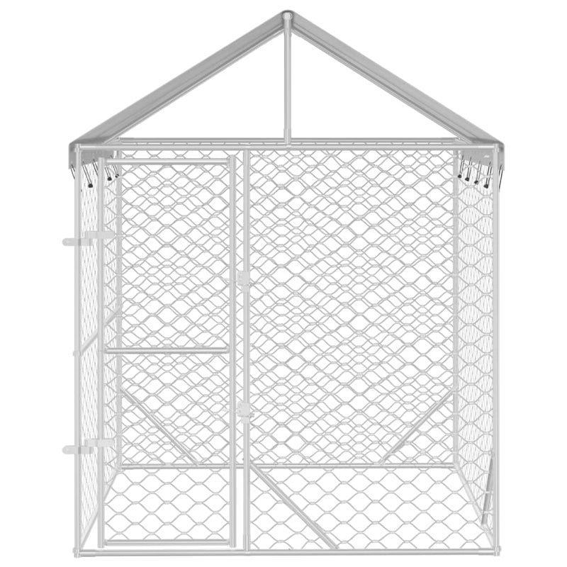 Outdoor Dog Kennel with Roof Silver 2x2x2.5 m Galvanised Steel