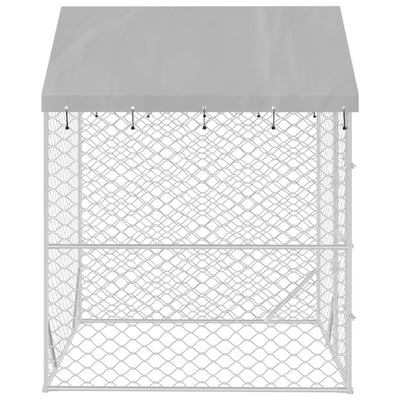 Outdoor Dog Kennel with Roof Silver 2x2x2.5 m Galvanised Steel