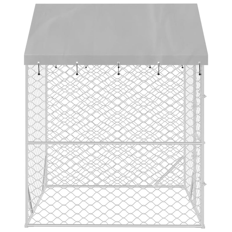 Outdoor Dog Kennel with Roof Silver 2x2x2.5 m Galvanised Steel