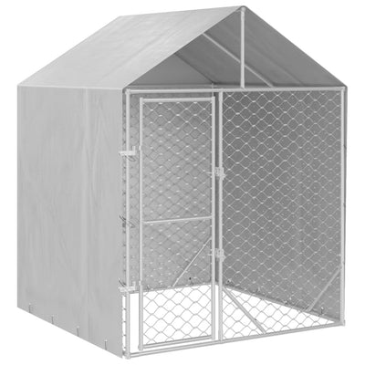 Outdoor Dog Kennel with Roof Silver 2x2x2.5 m Galvanised Steel