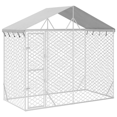 Outdoor Dog Kennel with Roof Silver 3x1.5x2.5 m Galvanised Steel