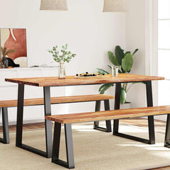 vidaXL Dining Table with Live Edge 160x80x75 cm Solid Wood Acacia 1