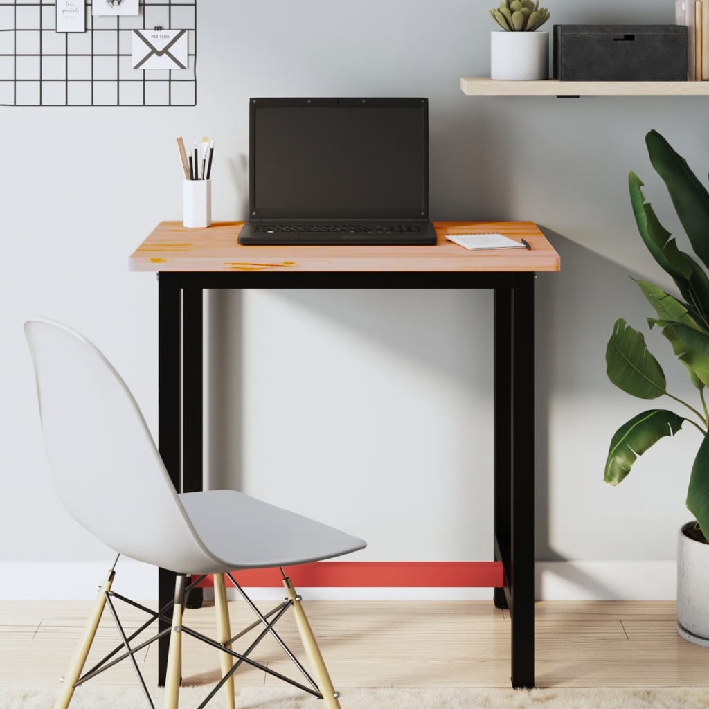 Workbench 80x55x81,5 cm Solid Wood Beech and Metal 80 x 55 x 81.5 cm