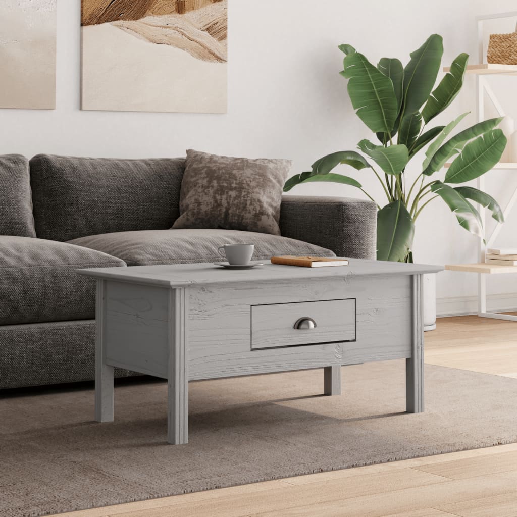 vidaXL Coffee Table BODO Grey 100x55x45 cm Solid Wood Pine 1