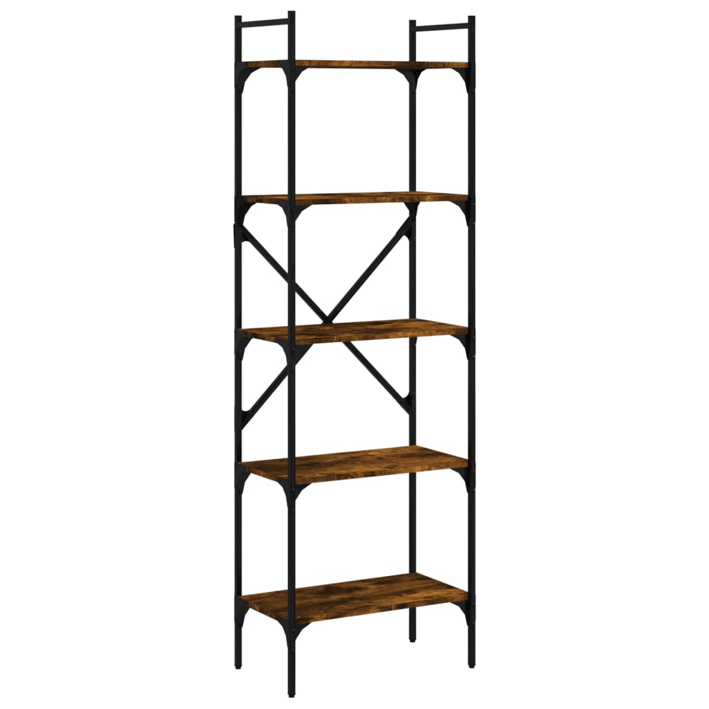 vidaXL Bookcase 5-Tier Smoked Oak 56x31,5x174 cm Engineered Wood 2