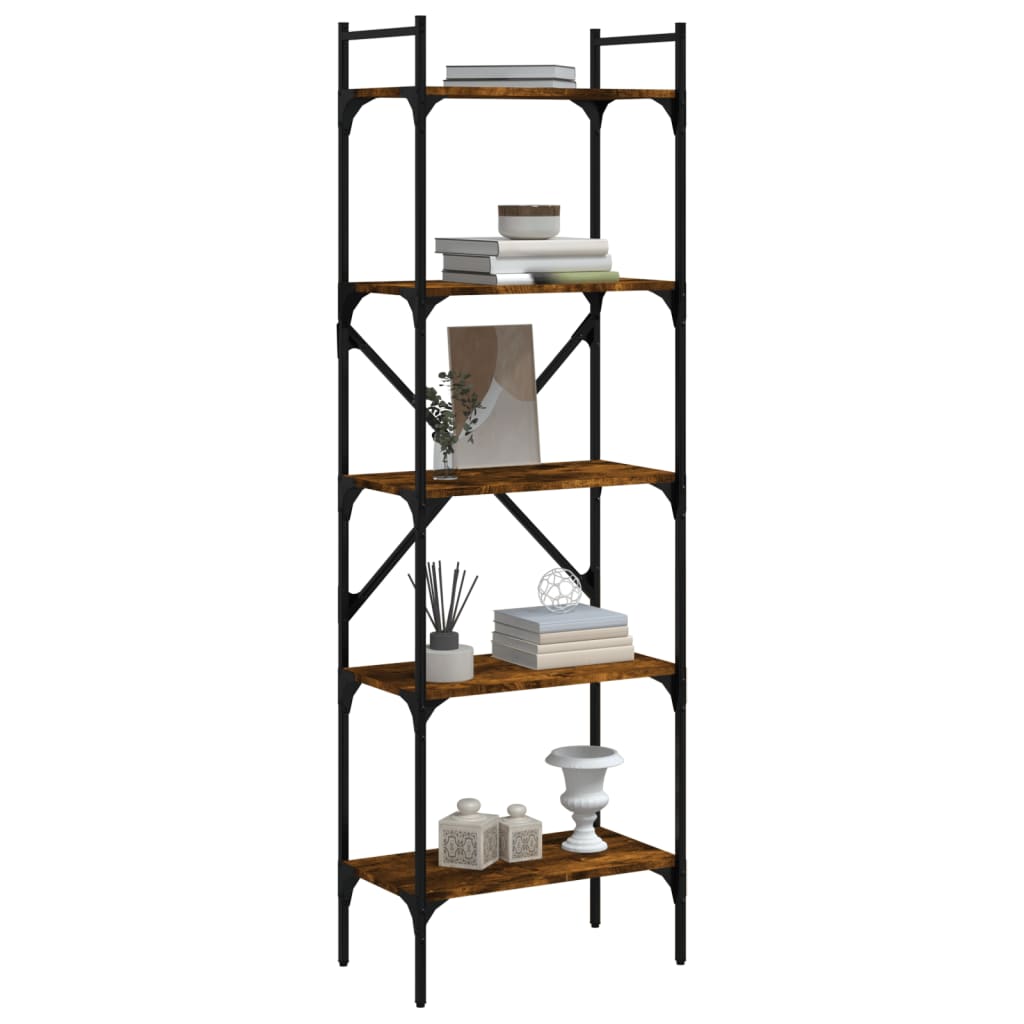 vidaXL Bookcase 5-Tier Smoked Oak 56x31,5x174 cm Engineered Wood 3