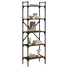 vidaXL Bookcase 5-Tier Smoked Oak 56x31,5x174 cm Engineered Wood 3
