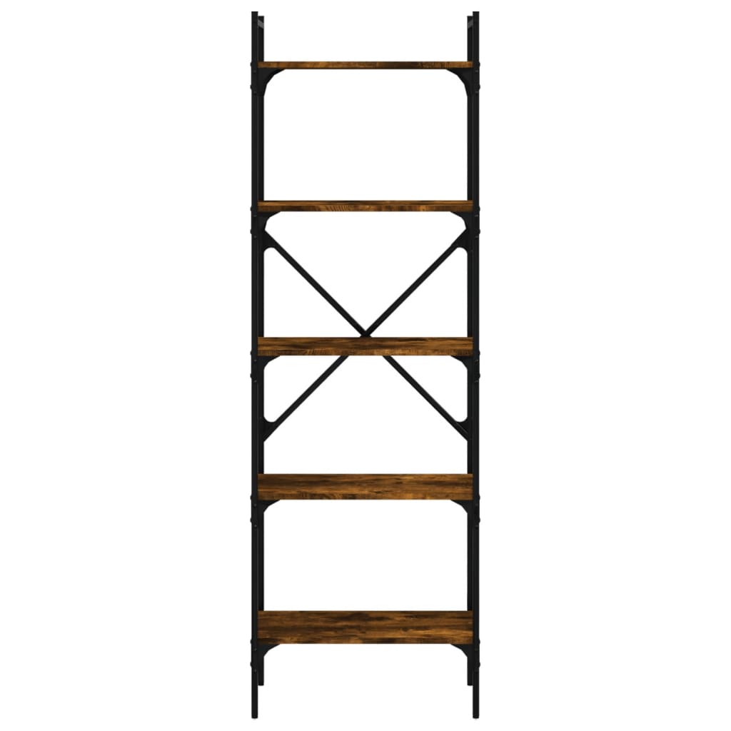 vidaXL Bookcase 5-Tier Smoked Oak 56x31,5x174 cm Engineered Wood 4