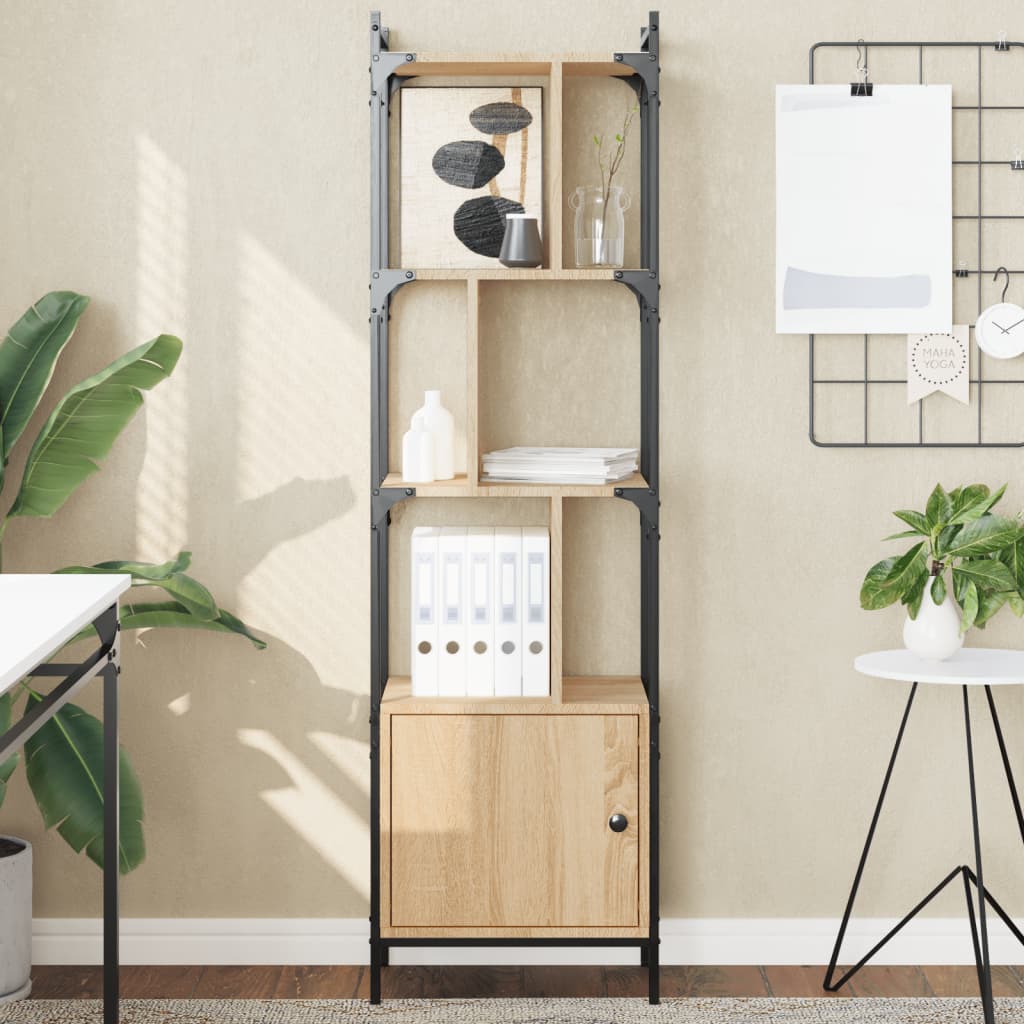 vidaXL Bookcase with Door Sonoma Oak 44.5x30x154.5 cm Engineered Wood 1
