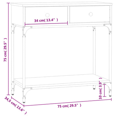 Console Table Smoked Oak 75x34.5x75 cm Engineered Wood