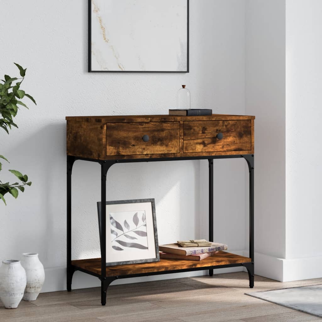 vidaXL Console Table Smoked Oak 75x34,5x75 cm Engineered Wood 1