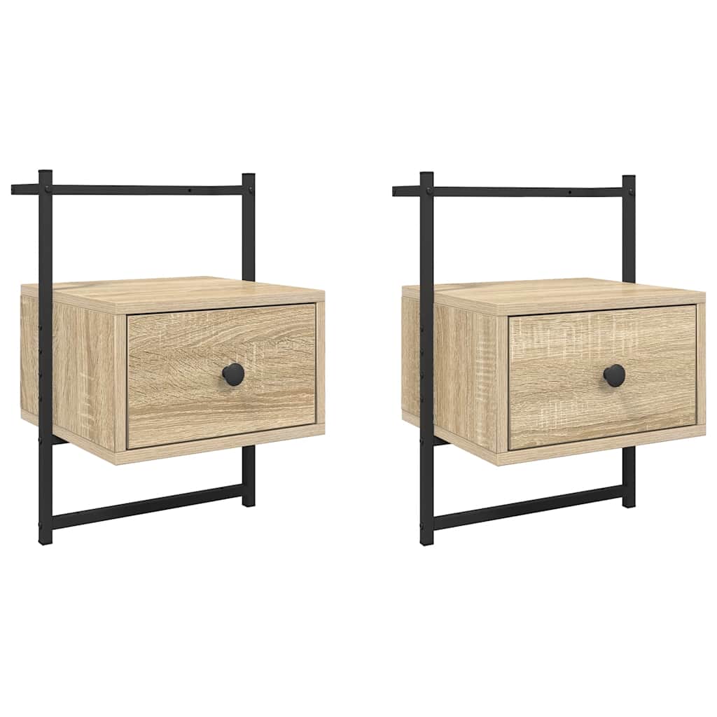 vidaXL Bedside Cabinets Wall-mounted 2 pcs Sonoma Oak 35x30x51 cm Engineered Wood 2