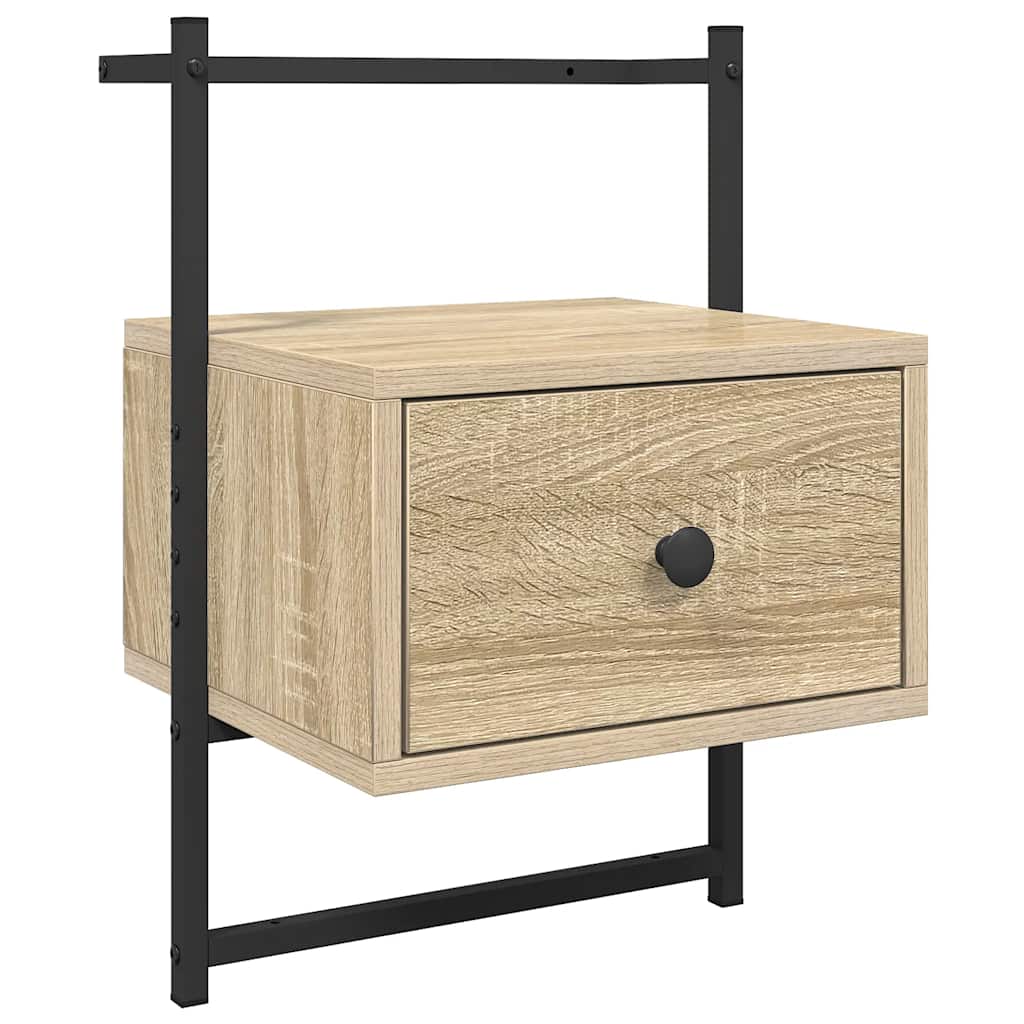 vidaXL Bedside Cabinets Wall-mounted 2 pcs Sonoma Oak 35x30x51 cm Engineered Wood 5