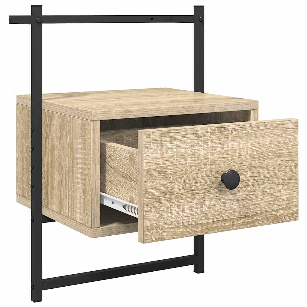 vidaXL Bedside Cabinets Wall-mounted 2 pcs Sonoma Oak 35x30x51 cm Engineered Wood 6