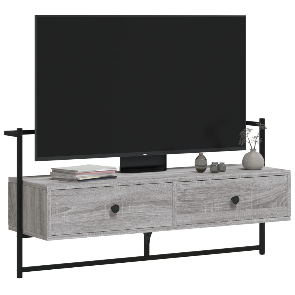 vidaXL TV Cabinet Wall-mounted Grey Sonoma 100.5x30x51 cm Engineered Wood 4