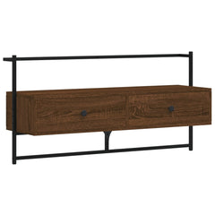 vidaXL TV Cabinet Wall-mounted Brown Oak 100.5x30x51 cm Engineered Wood 2