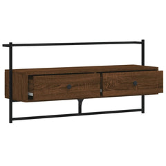 vidaXL TV Cabinet Wall-mounted Brown Oak 100.5x30x51 cm Engineered Wood 6