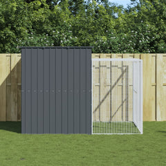 Dog House with Run Galvanised Steel Anthracite