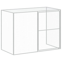 Dog House with Run Galvanised Steel Light grey