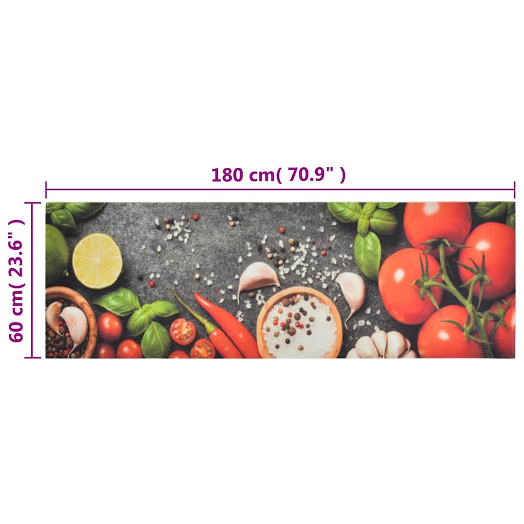 vidaXL Kitchen Rug Washable Vegetables 60x180 cm Velvet 5