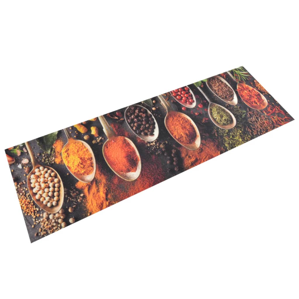 vidaXL Kitchen Rug Washable Spoon & Spices 60x180 cm Velvet 1