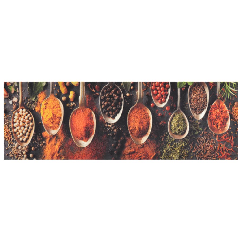 vidaXL Kitchen Rug Washable Spoon & Spices 60x180 cm Velvet 2
