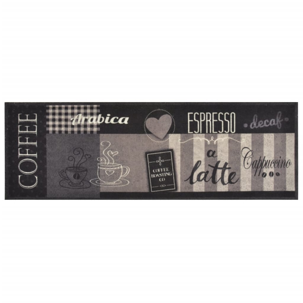 vidaXL Kitchen Rug Washable Coffee Black 60x180 cm Velvet 2