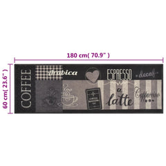 vidaXL Kitchen Rug Washable Coffee Black 60x180 cm Velvet 5