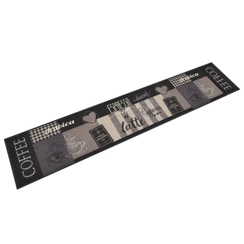 Kitchen Rug Washable Coffee Black 60x300 cm Velvet