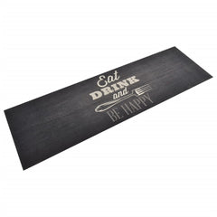 vidaXL Kitchen Rug Washable Kitchen Black 60x180 cm Velvet 1
