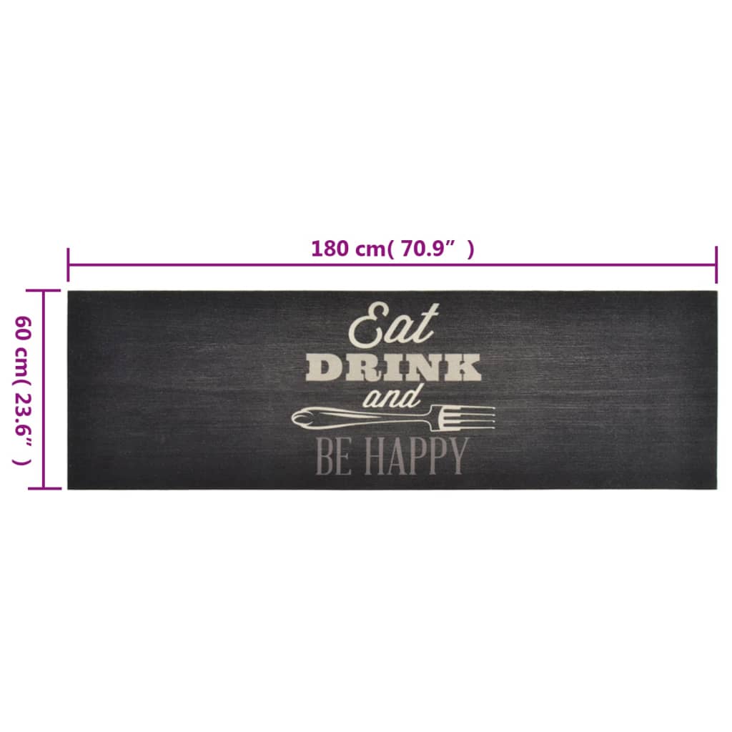 vidaXL Kitchen Rug Washable Kitchen Black 60x180 cm Velvet 5