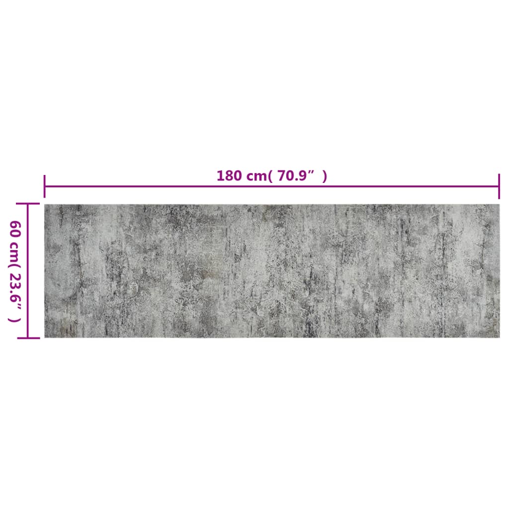vidaXL Kitchen Rug Washable Beton 60x180 cm Velvet 5