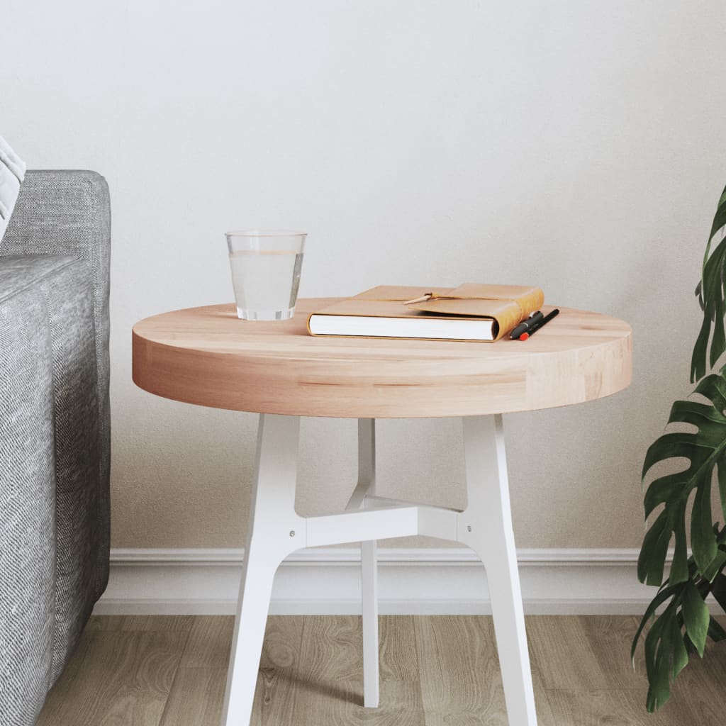 vidaXL Table Top Ø40x4 cm Round Solid Wood Beech 1