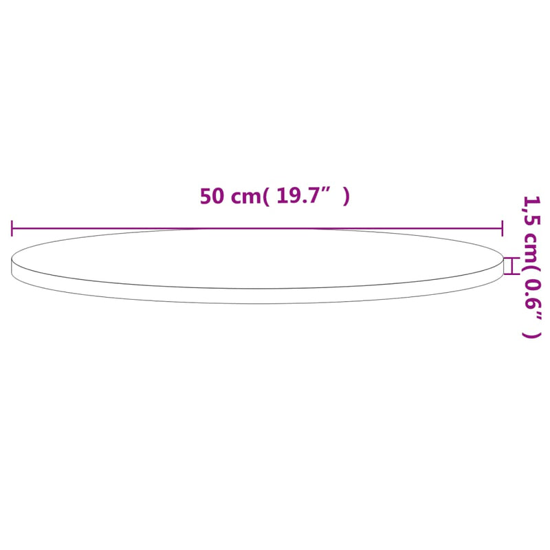 Table Top Ø50x1.5 cm Round Solid Wood Beech