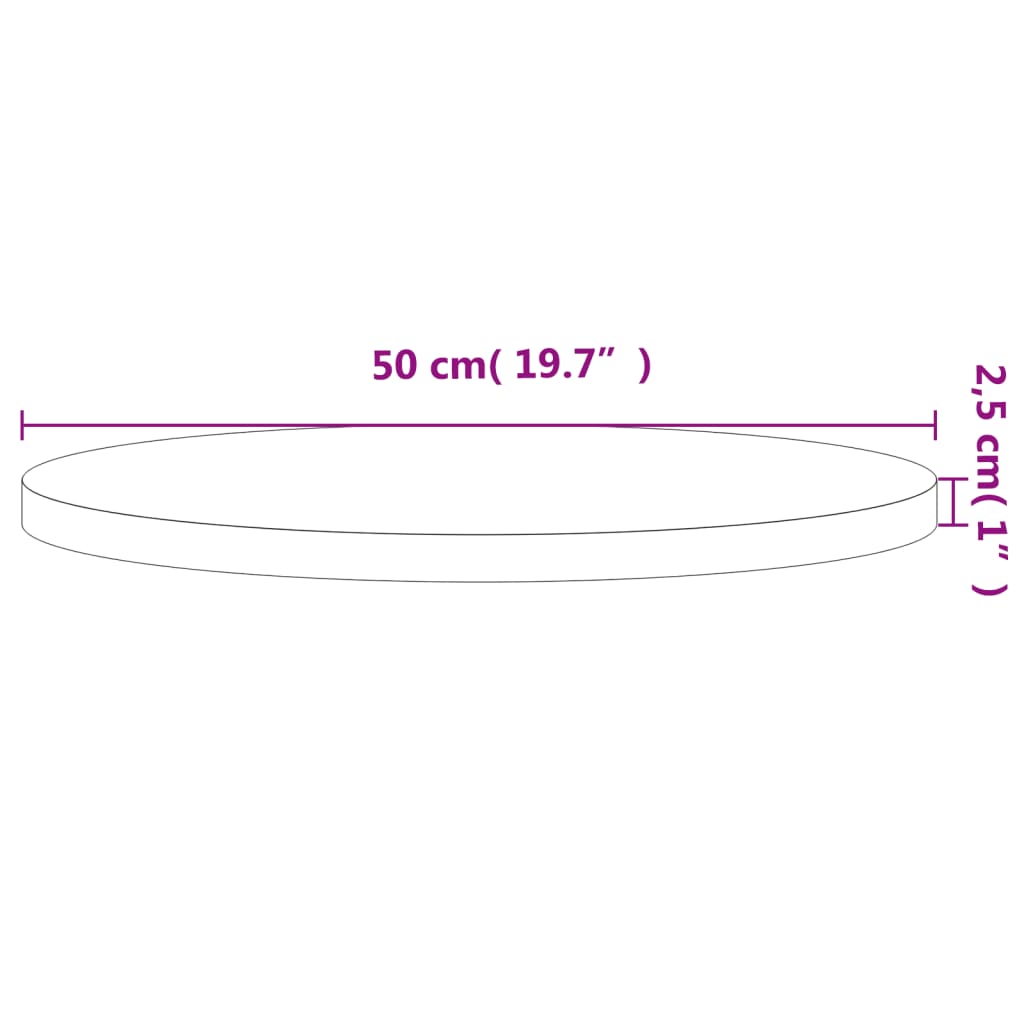 vidaXL Table Top Ø50x2.5 cm Round Solid Wood Beech 4