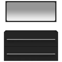 vidaXL Bathroom Cabinet with Mirror Black Engineered Wood 5