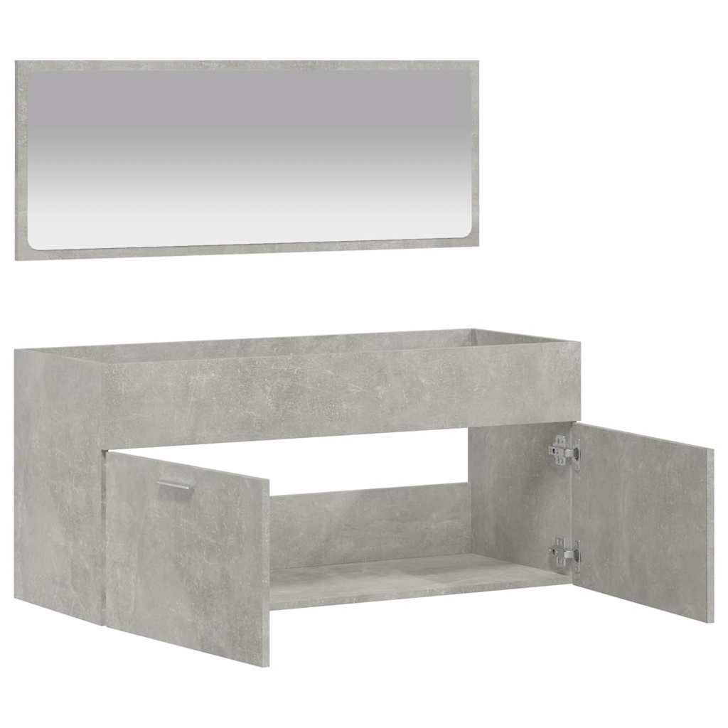vidaXL Bathroom Cabinet with Mirror Concrete Grey Engineered Wood 4