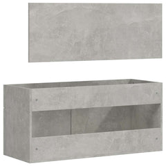 Bathroom Cabinet with Mirror Engineered Wood Concrete grey